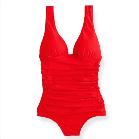 J. Crew Swim J Crew Long Torso Bright Cerise Coral Ruched Femme One